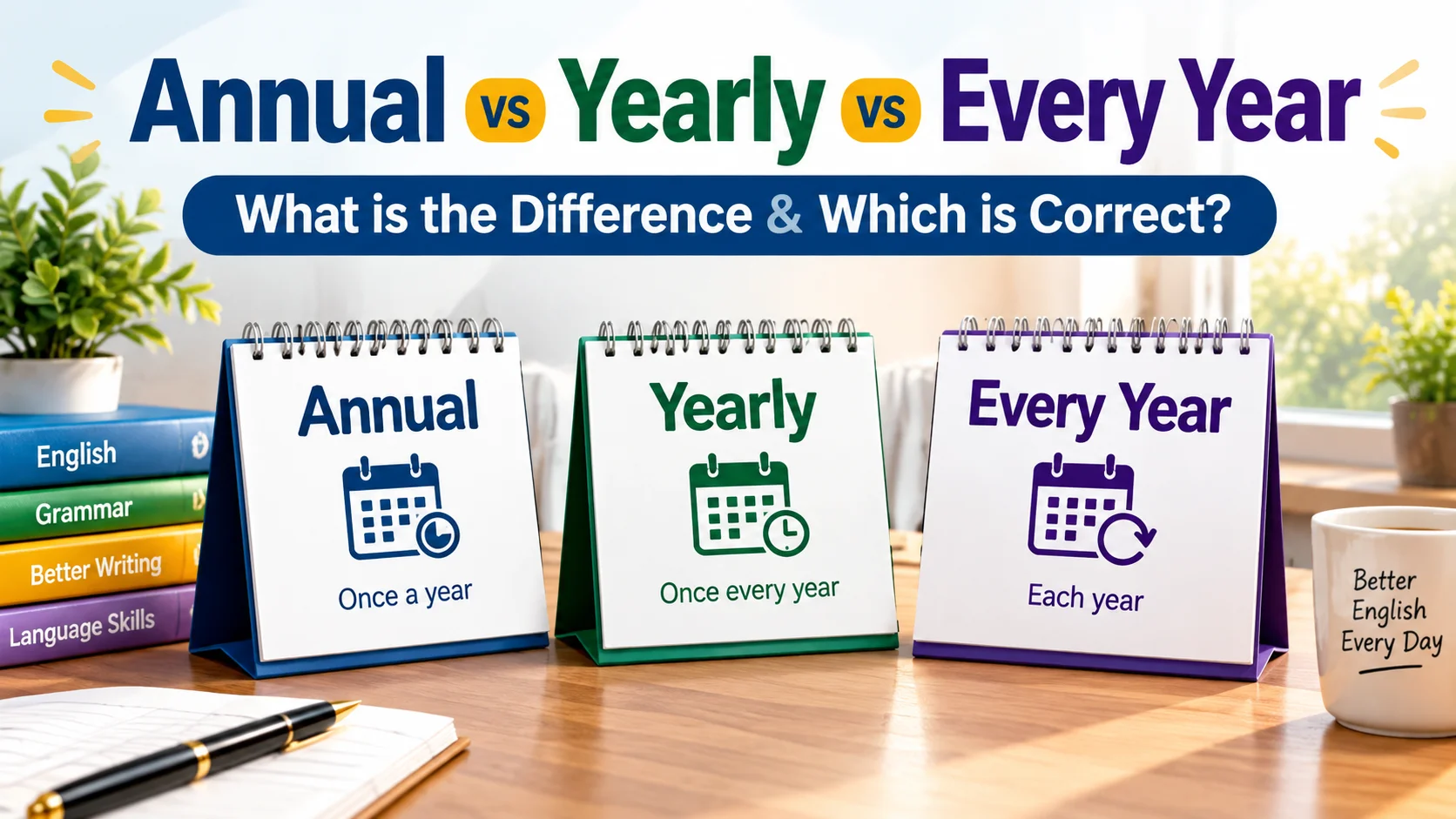 Annual vs Yearly vs Every Year: What Is the Difference & Which Is Correct